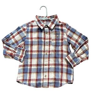 Old Navy Boys 5T button up shirt plaid multicolor longsleeve collared shirt